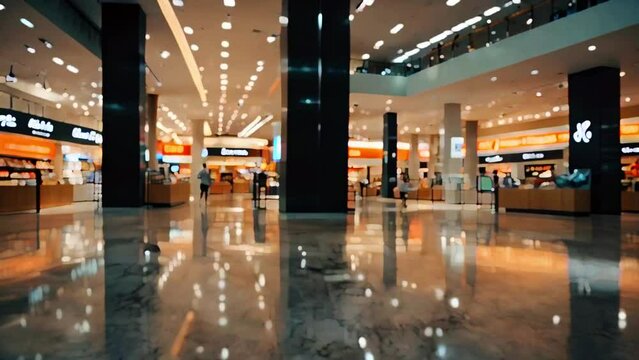 shops in a deserted modern mall