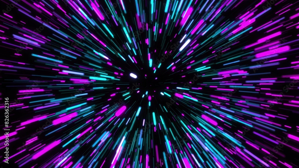 Poster hyper jump, speed of light. computer generated 3d render