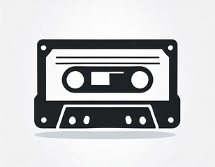 audio cassette music, vector picture on a white background, logo