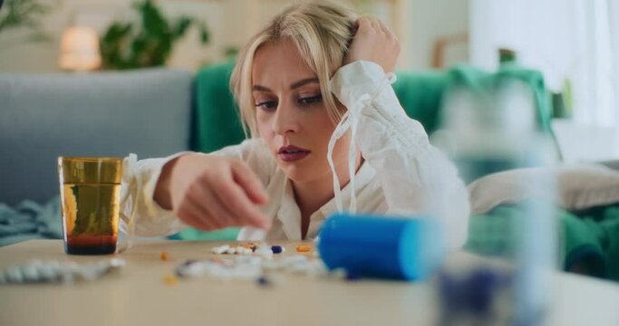 Desperate Businesswoman Takes Pills to Calm
