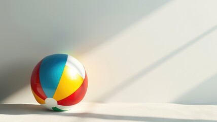 Colorful beach ball with multiple colored panels on light surface - Powered by Adobe