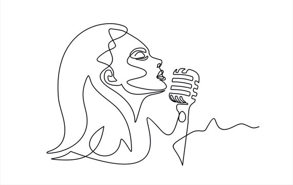singer singing black line art clip art preview