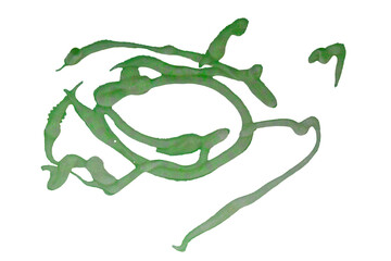 Abstract background with squiggles and spots painted with nail polish on grey isolated on a transparent background