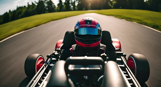POV of a kart in karting.	
