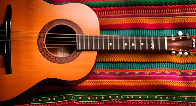 Guitar with a Mexican hat.	
