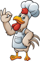 Rooster chef mascot giving ok sign