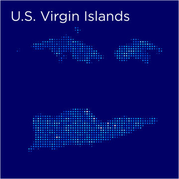 us virgin islands map with blue bg