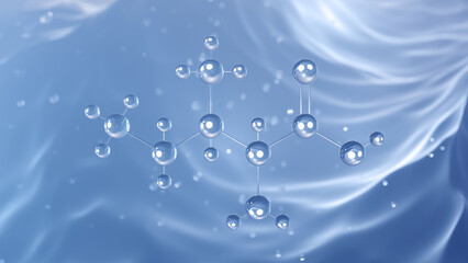 isoleucine molecular structure, 3d model molecule, a-amino acid, structural chemical formula view from a microscope