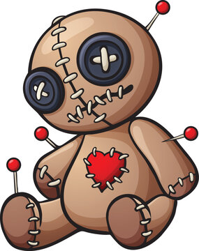 Cartoon voodoo doll isolated on white background