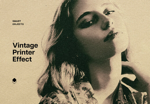Vintage Printer Photo Effect Mockup