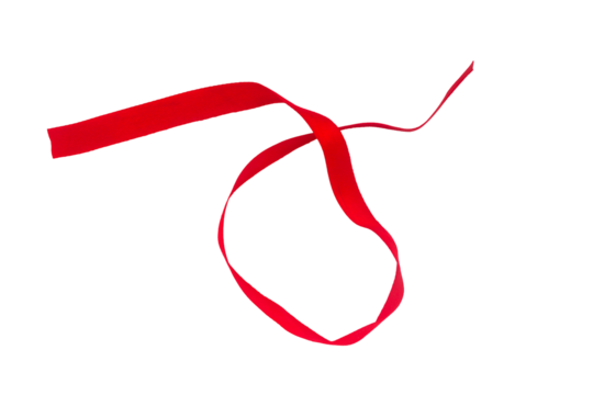 gray background decorated with red holiday ribbon isolated on a transparent background