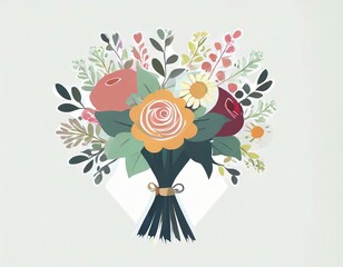 flowers bouquet vector icon on white background, logo