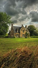 Fototapeta premium Stone Cottage in Normandy, France: A Picturesque Retreat