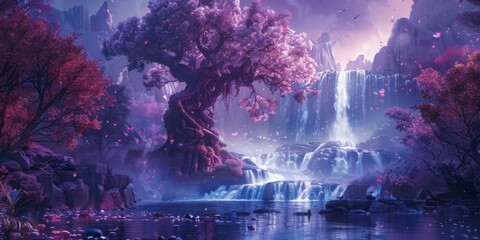 Enchanted Forest Waterfall at Twilight