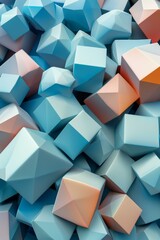 Abstract 3D Geometric Shapes in Blue and Pink
