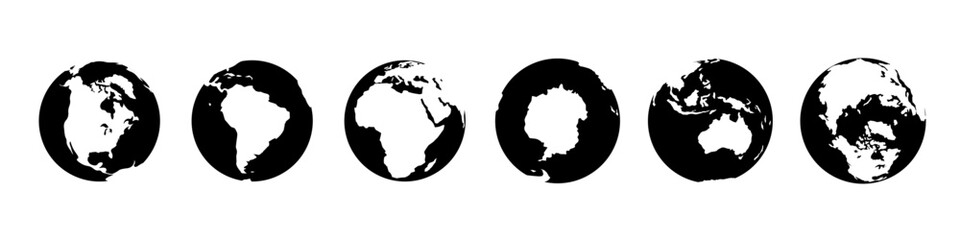 Earth globe vector. Globe vector silhouette.