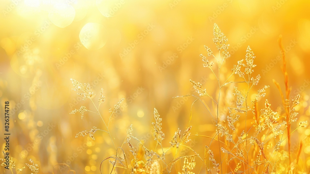 Wall mural golden fields of wheat with sunlight in background
