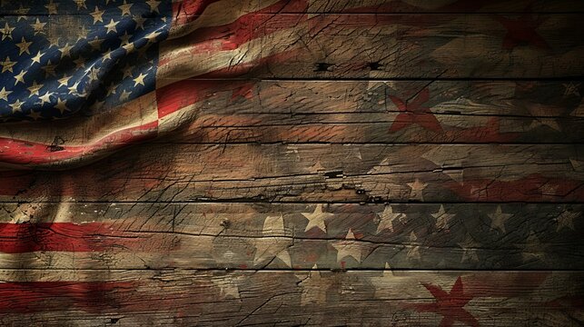 Rustic American Flag Canvas Background