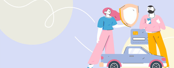 Buy insurance for car flat character vector concept operation illustration
