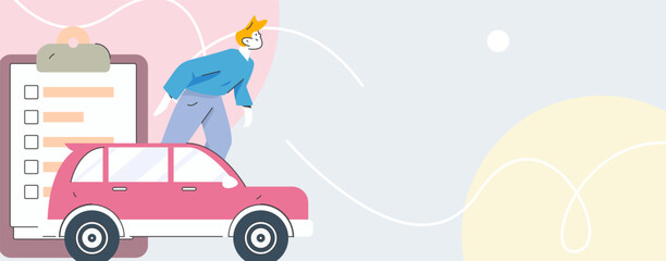 Buy insurance for car flat character vector concept operation illustration
