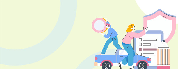Buy insurance for car flat character vector concept operation illustration
