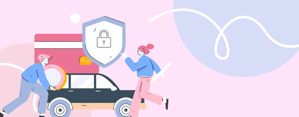 Buy insurance for car flat character vector concept operation illustration
