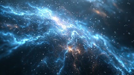 Blue and Orange Space Nebula with Glowing Stars