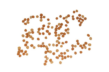 Close up of yellow split dried peas isolated on a transparent background