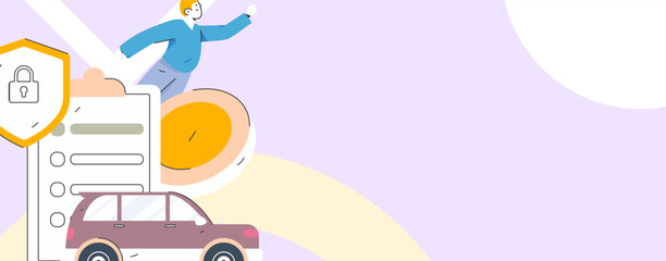 Buy insurance for car flat character vector concept operation illustration
