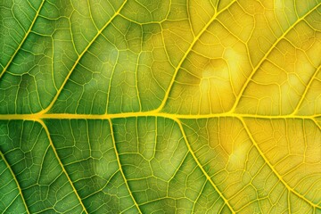 Green and Yellow Leaf Texture Against Abstract Green Nature Background