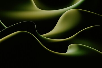 Bold waves of black and green converge, creating an abstract backdrop pulsating with dynamic energy and captivating allure.