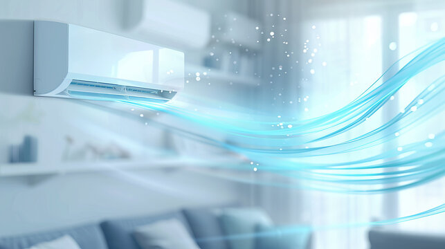 An air conditioning unit blowing out cool air into a room