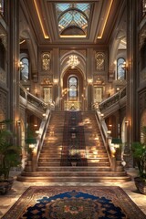 Obraz premium Grand Staircase in a Luxurious Mansion