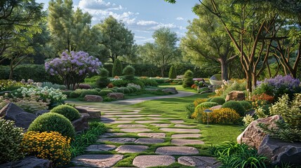 Obraz premium Garden Landscape Design Rendering