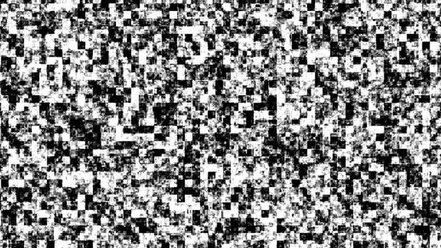 Abstract black and white pixelated grungy background animation 