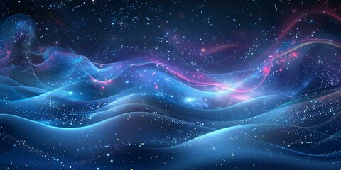 Blue and purple abstract waves with stars