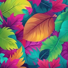 Seamless pattern Collection Summer of colorful leaves. For various banner patterns.