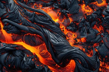 Obraz premium Texture Of Fiery Red And Orange Lava Flow Background