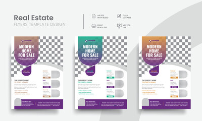 Functional real estate flyer template for realtor or broker agency residential, rental & commercial home sale announcement leaflet. Vol - 22