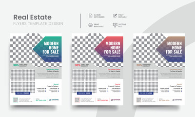 Functional real estate flyer template for realtor or broker agency residential, rental & commercial home sale announcement leaflet. Vol - 23