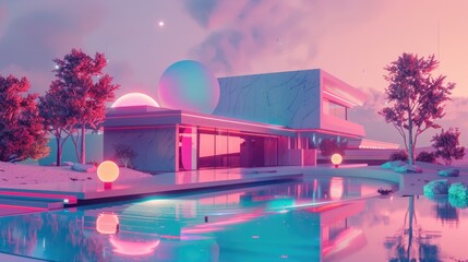 Pixelated representation of a futuristic home s brand identity inspired by atom biology and nature symbol