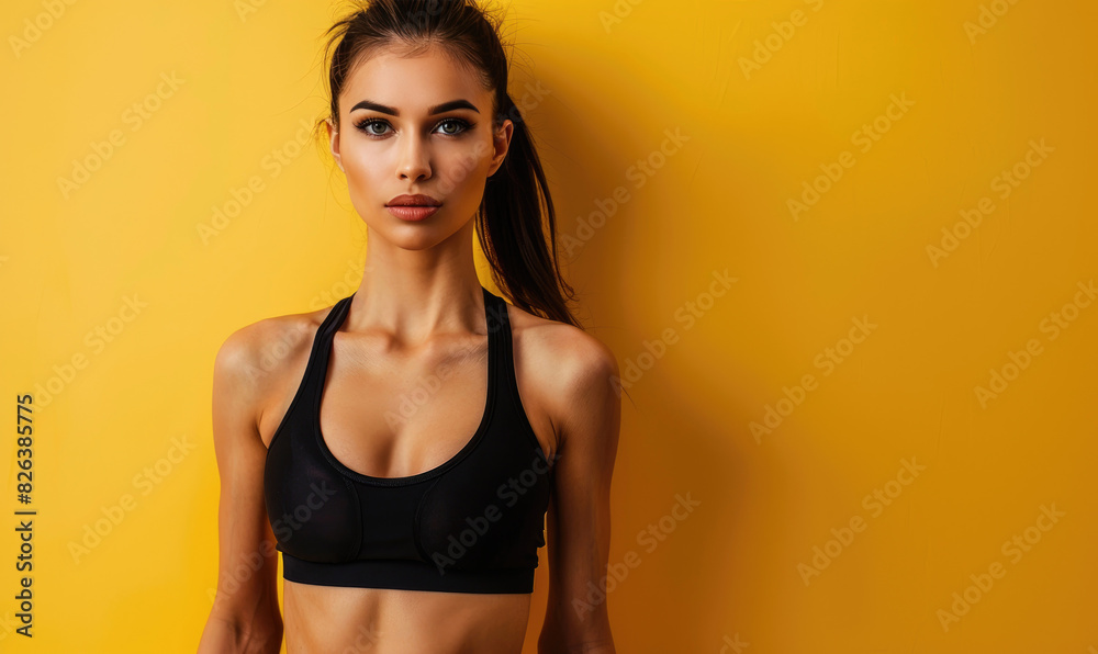 Poster A beautiful woman fitness training in a gym center