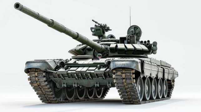 A large, green tank with a black barrel and a white base