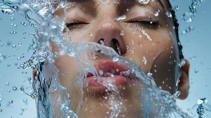 Fototapeta premium splashing water on a woman face