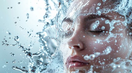 splashing water on a woman face