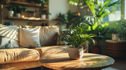 Stylish home interior with a black chair, decorative pillows, and contemporary decor, featuring a cozy couch