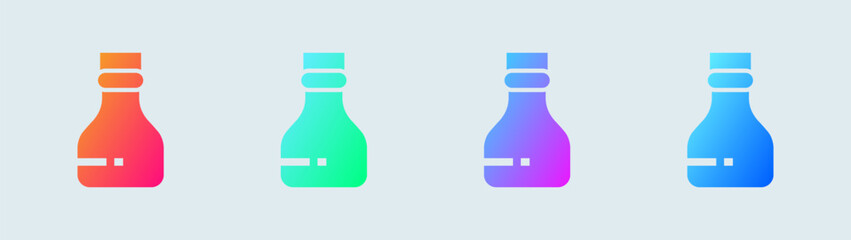 Bottle solid icon in gradient colors. Water drink signs vector illustration.