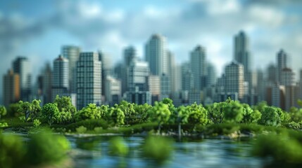 Fototapeta premium Urban Greenery and City Development