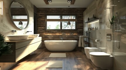 Wooden Bathroom Design Renderings