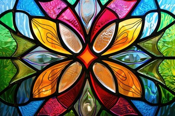 Colorful stained glass window abstract stained glass background art nouveau decoration for interior vintage pattern
